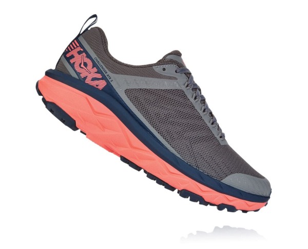 Hoka One One Challenger ATR 5 Womens UK - Grey / Coral Trail Running Shoes - URKNG4891